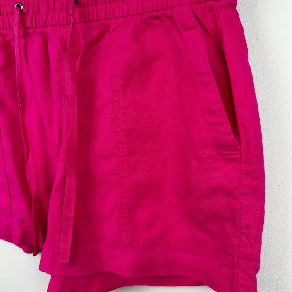 GAP Pull On Utility Shorts Linen Blend Royal Fuchsia Small Coastal Beach Resort